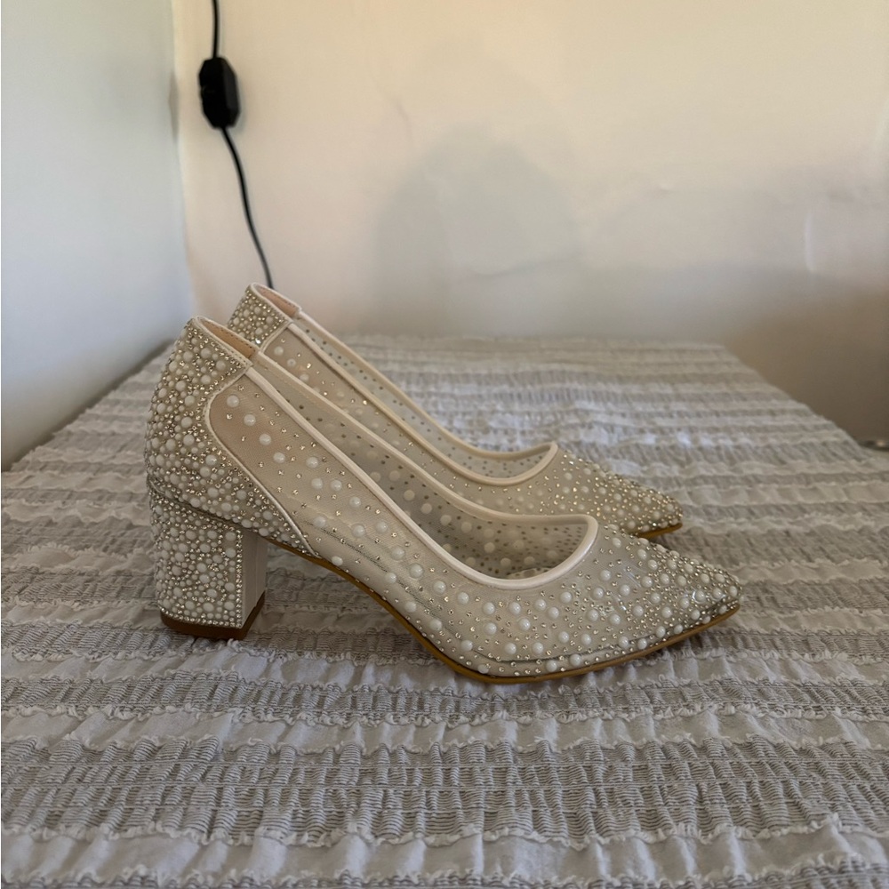 Pearl Block Heel Pumps